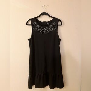 American Eagle Outfitters Black Dropwaist Mini Dress with Embellished Neckline